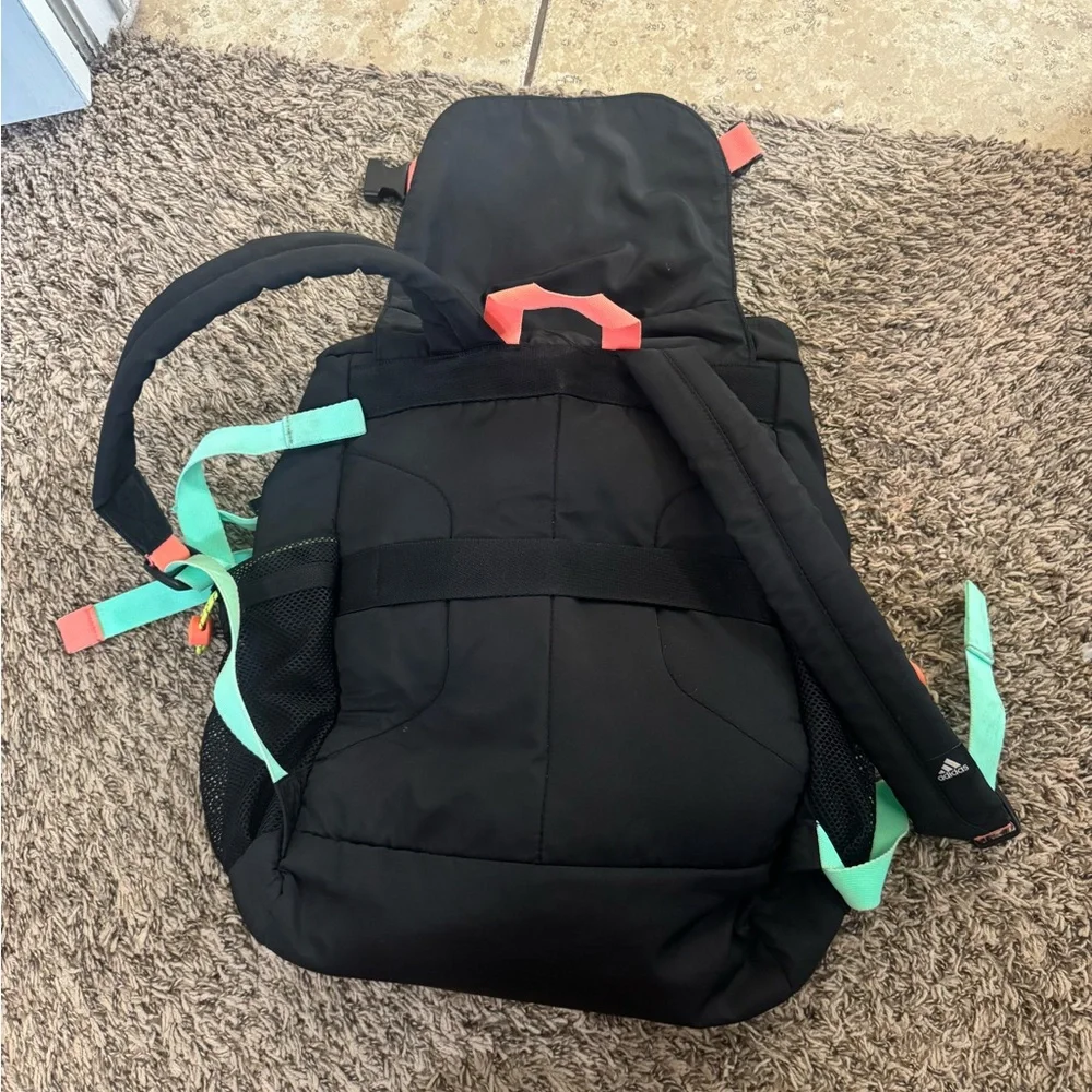 adidas Black Backpack with Mint and Coral Accents - Picture 2 of 3